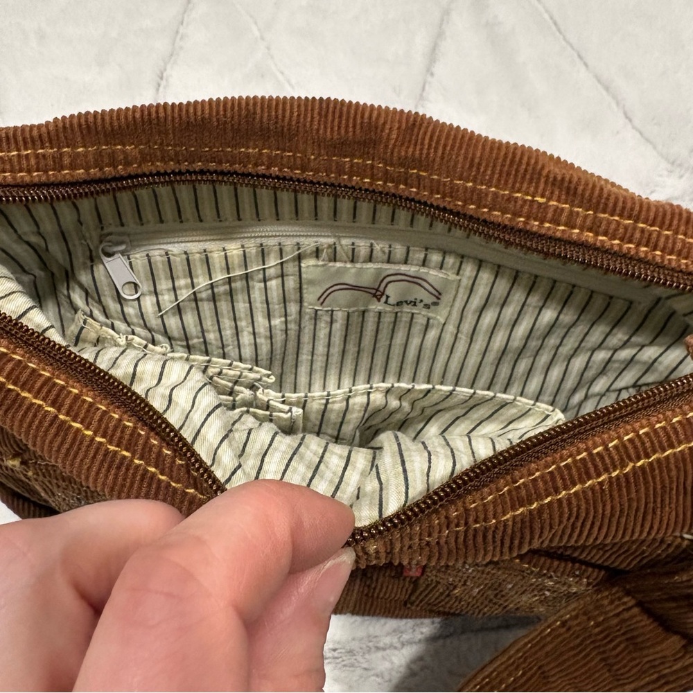 Levi's Vintage 90s Crossbody/Satchel Hobo Small Bag Corduroy Brown Corduroy Y2k - Picture 4 of 7